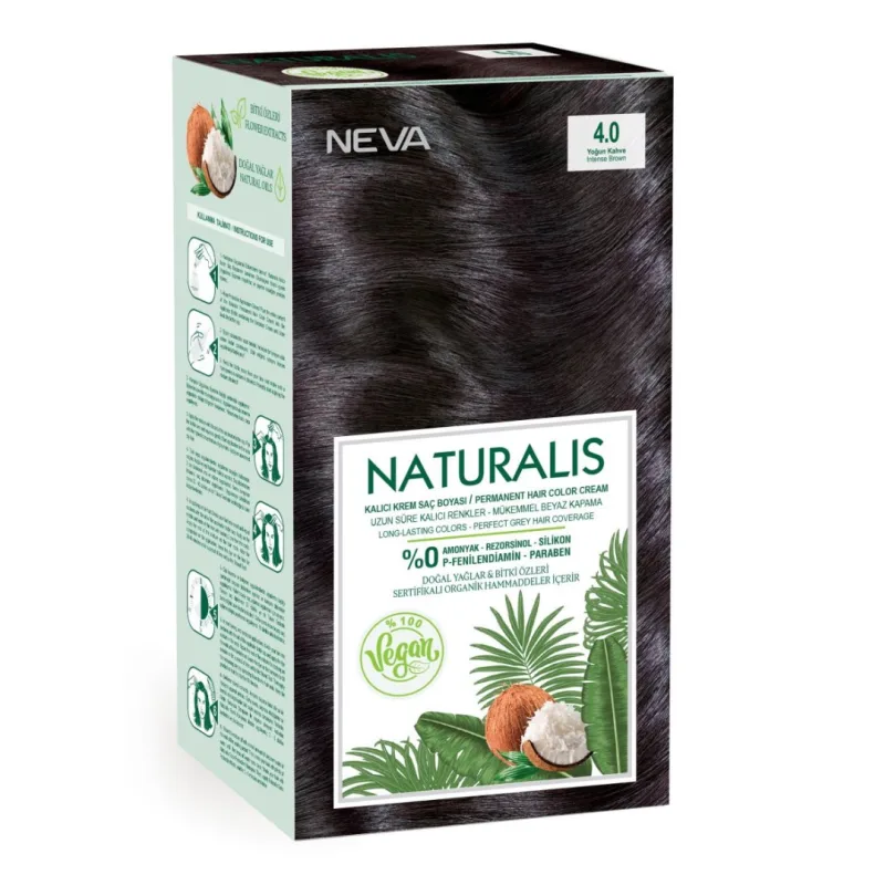 Vopsea de par Saten Intens, 4.0 Naturalis, 150ml, Neva — preț și oferte
