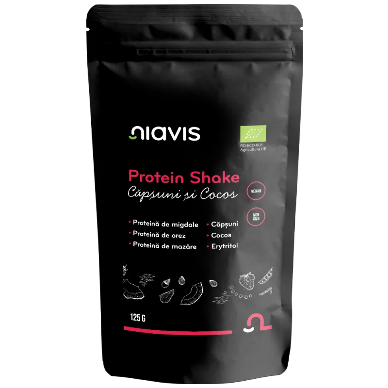 Protein shake ecologic cu capsune si cocos, 125g, Niavis — preț și oferte