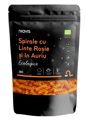 Spirale ecologice cu linte rosie si in auriu, 250g, Niavis
