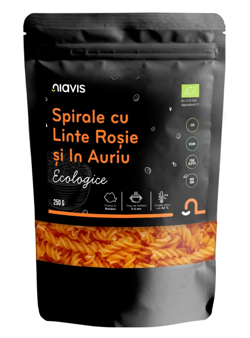 Spirale ecologice cu linte rosie si in auriu, 250g, Niavis — preț și oferte