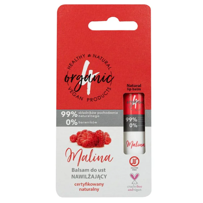 Balsam de buze regenerant Raspberry, 5g, 4Organic — preț și oferte