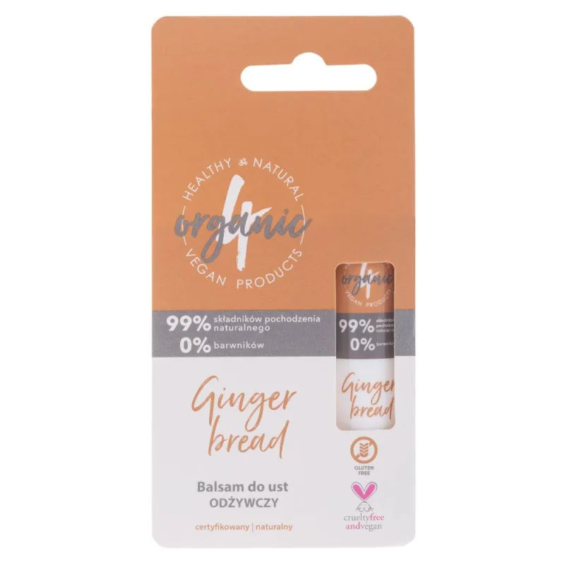 Balsam de buze hranitor Ginger Bread, 5g, 4Organic — preț și oferte
