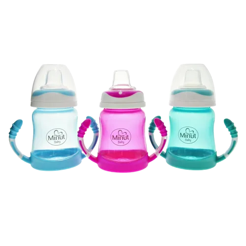 Cana anticurgere cu manere si cioc silicon 6+, 210ml, Minut — preț și oferte