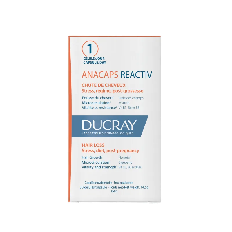Anacaps Reactiv pentru par si unghii, 30 capsule, Ducray — preț și oferte
