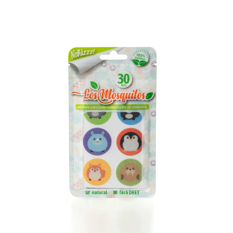 Stickere aromatizate cu citronella model cu animale, 30 bucati, Los Mosquitos — preț și oferte