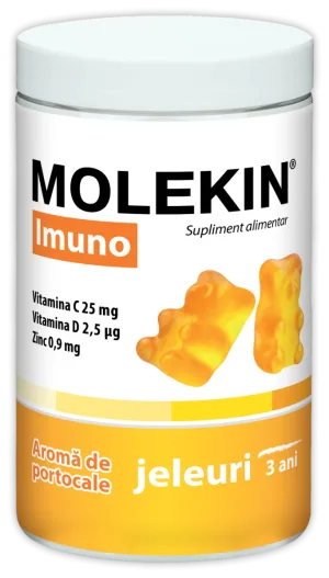 Molekin Imuno pentru +3 ani, 60 jeleuri gumate cu aroma de portocale, Zdrovit