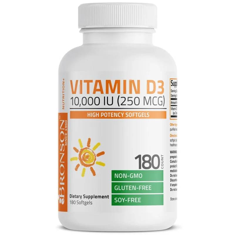 Vitamina D3 10000UI, 180 capsule, Bronson Laboratories — preț și oferte