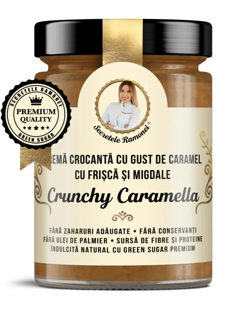 Crema cu gust de caramel si migdale Crunchy Caramella Secretele Ramonei, 350g, Laboratoarele Remedia — preț și oferte