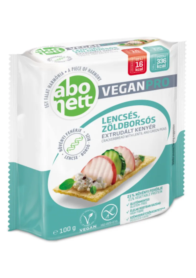 Tartine crocante VeganPro fara gluten Linte-Mazare, 100g, Abonett — preț și oferte