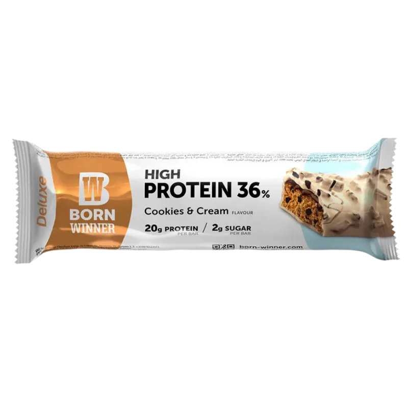 Baton proteic cu biscuiti si crema Deluxe, 55g, Born Winner — preț și oferte