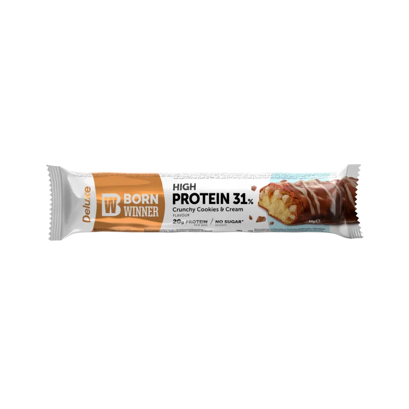 Baton proteic crocant cu biscuiti si crema Deluxe, 64g, Born Winner — preț și oferte