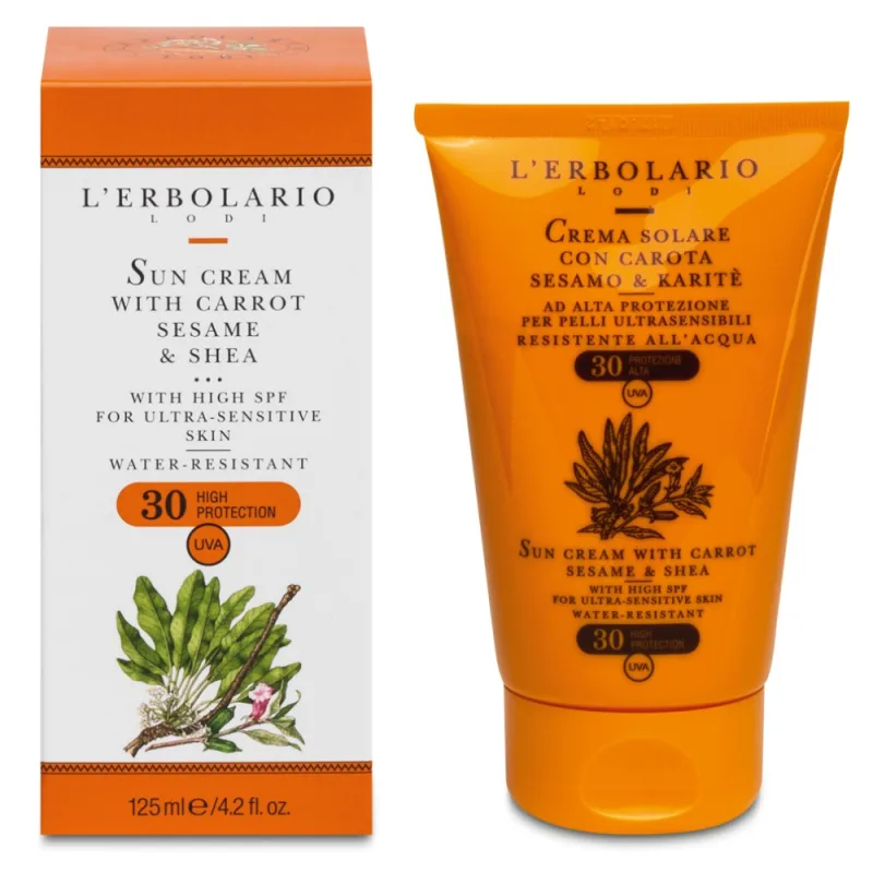 L'Erbolario Crema Sun cu morcov + susan si karite SPF30, 125ml — preț și oferte
