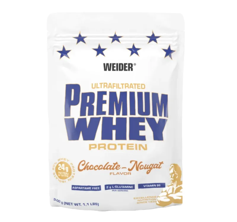 Pudra proteica cu aroma de Chocolate-Nouga Premium Whey, 500g, Weider — preț și oferte
