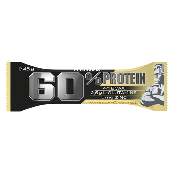Baton proteic cu aroma de Vanilla-Caramel 60% Protein Bar, 45g, Weider — preț și oferte
