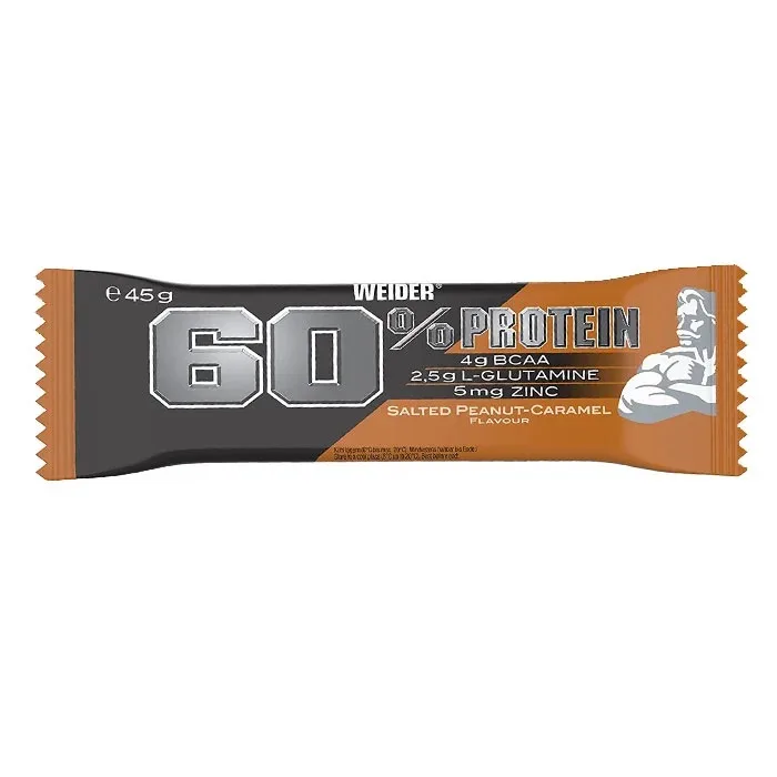 Baton proteic cu aroma de Salted Peanut-Caramel 60% Protein Bar, 45g, Weider — preț și oferte