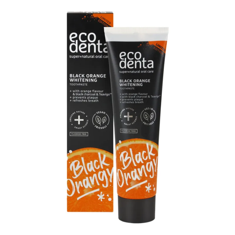 Pasta de dinti pentru albire cu carbune, teavigo si portocale, 100ml, Ecodenta — preț și oferte