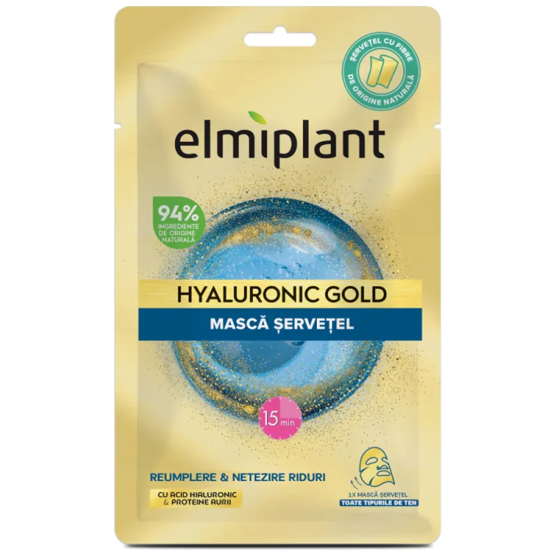 Masca servetel Hyaluronic Gold, 1 bucata, Elmiplant — preț și oferte
