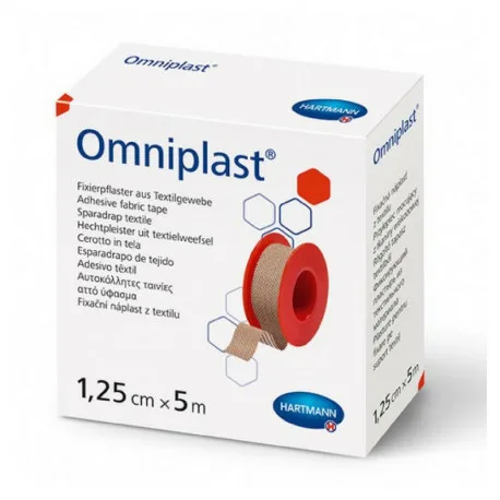 Rola plasture pe suport textil Omniplast 1.25cm x 5m, 1 bucata, Hartmann — preț și oferte