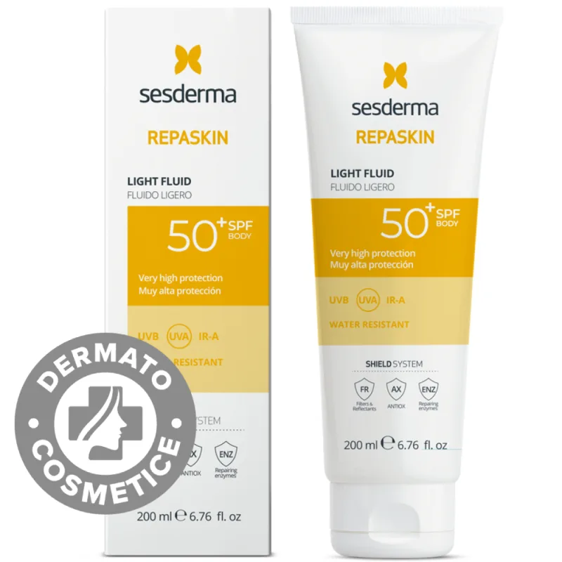 Fluid lejer pentru corp cu protectie solara SPF50+ Repaskin, 200ml, Sesderma — preț și oferte