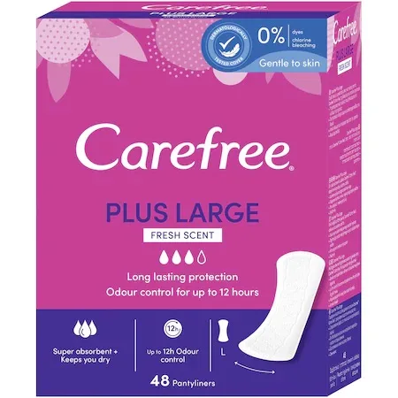 Absorbante zilinice cu protectie indelungata Plus Large Super, 48 bucati, Carefree — preț și oferte