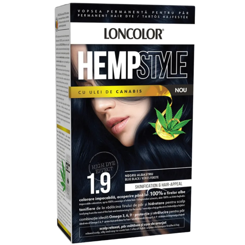 Vopsea de par permanenta Hempstyle Nr. 1.9, 110ml, Loncolor — preț și oferte