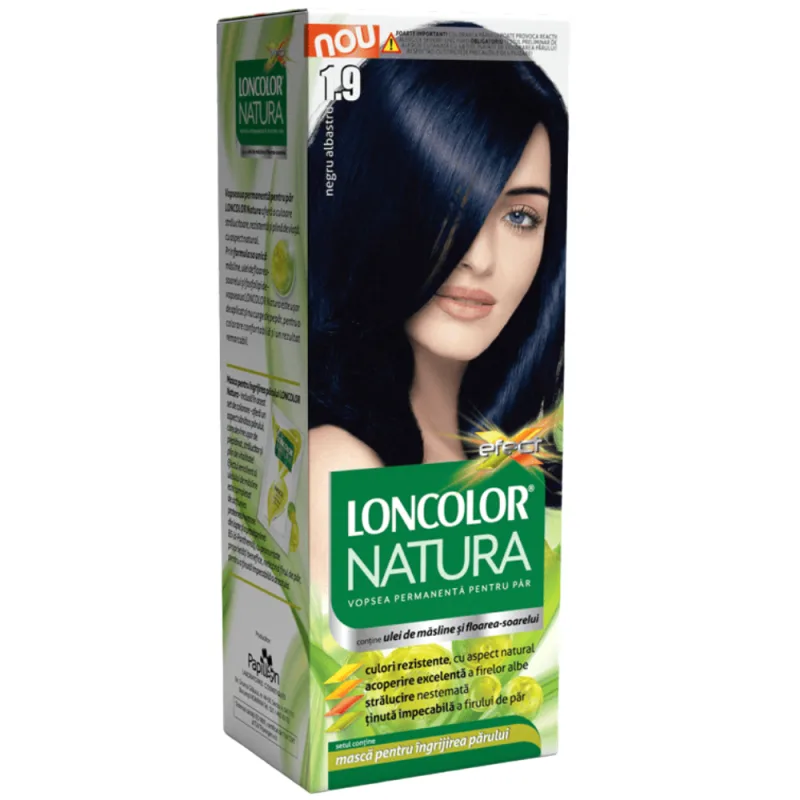 Vopsea de par permanenta Natura Nr. 1.9, 115ml, Loncolor — preț și oferte