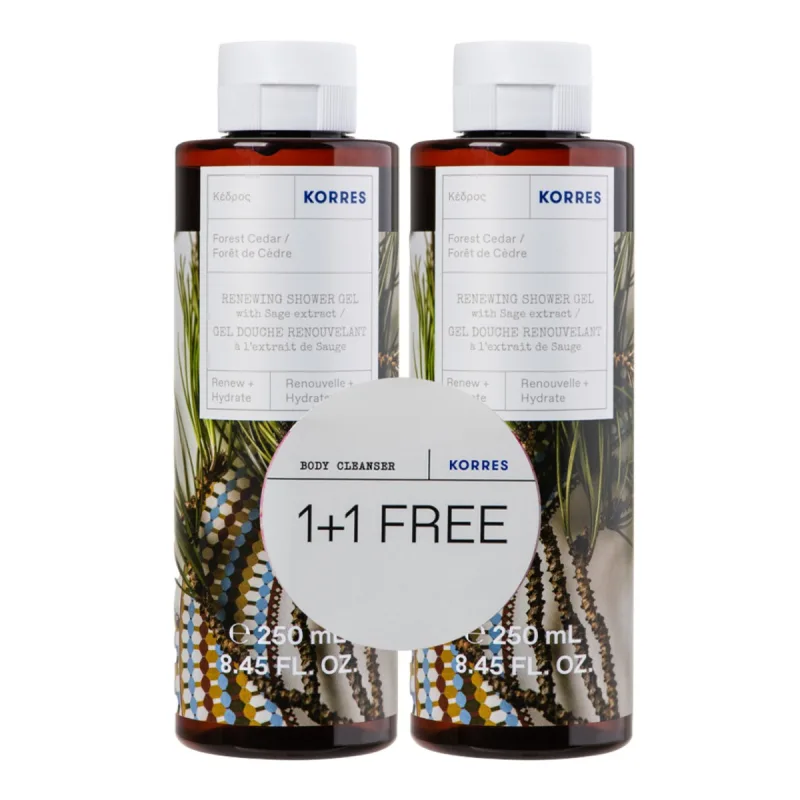 Pachet Forest Cedar Gel de dus, 2x250ml, Korres — preț și oferte