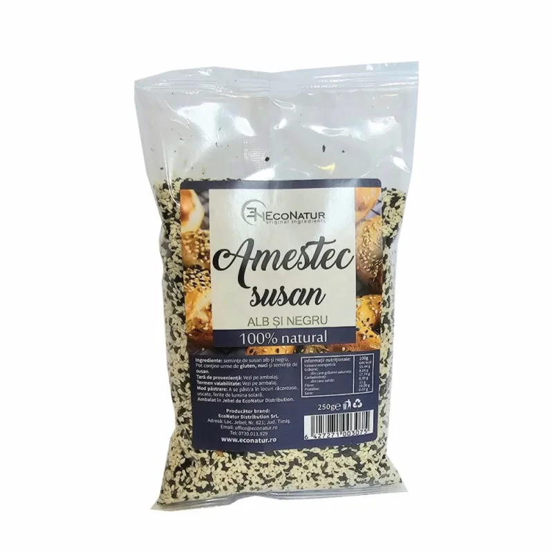 Amestec seminte susan alb - negru, 250g, EcoNatur — preț și oferte