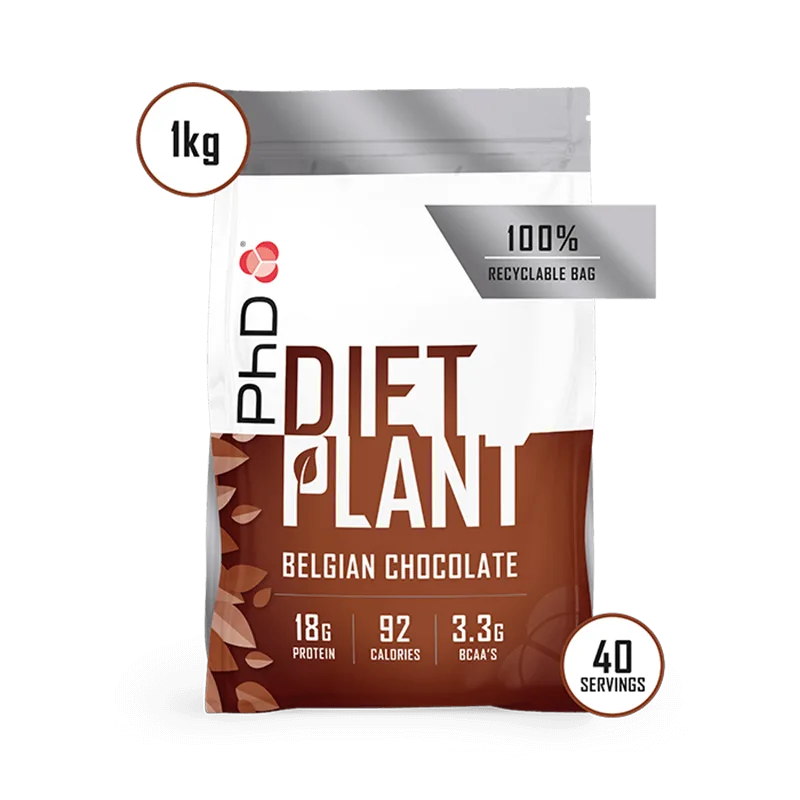Pudra proteica vegetala Diet Plant ciocolata belgiana, 1kg, PhD — preț și oferte