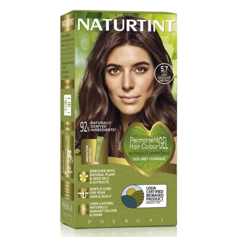 Vopsea de par permanenta 5.7 Light Chocolate Chestnut, 170 ml, Naturtint — preț și oferte
