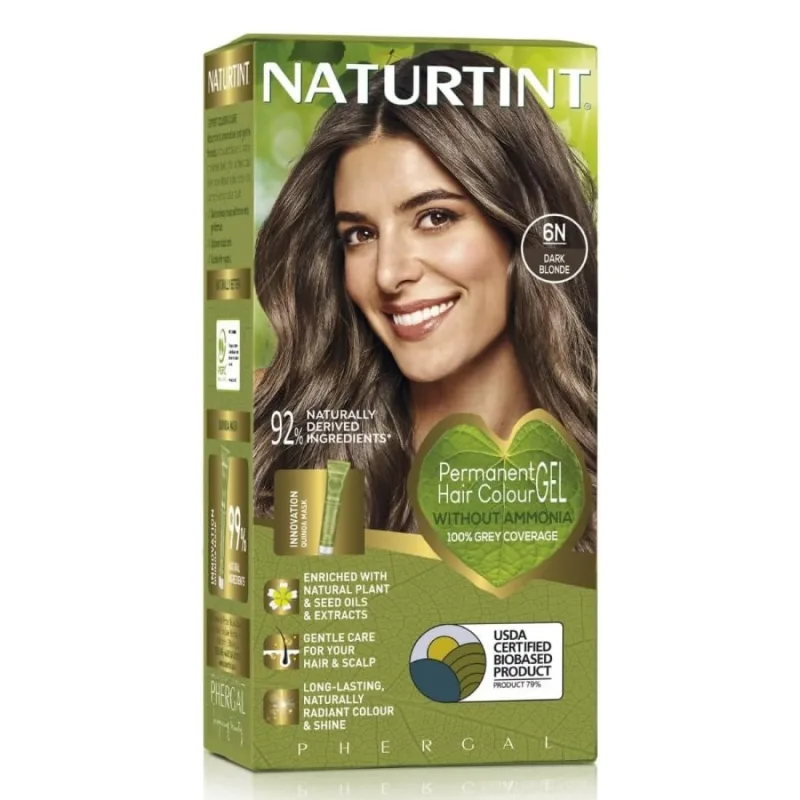 Vopsea de par permanenta 6N Dark Blonde, 170 ml, Naturtint — preț și oferte
