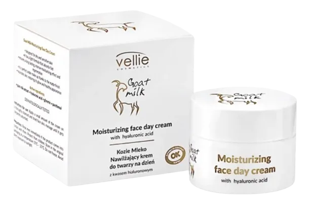 Crema hidratanta de zi cu Acid Hialuronic Goat Milk, 50ml, Vellie — preț și oferte
