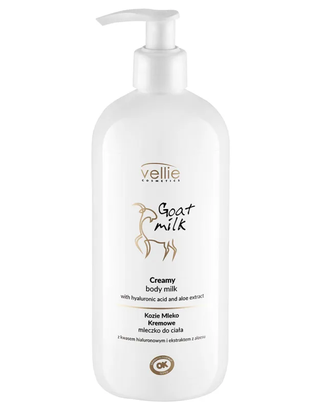 Lapte de corp cremos cu Acid Hialuronic Goat Milk, 500ml, Vellie — preț și oferte