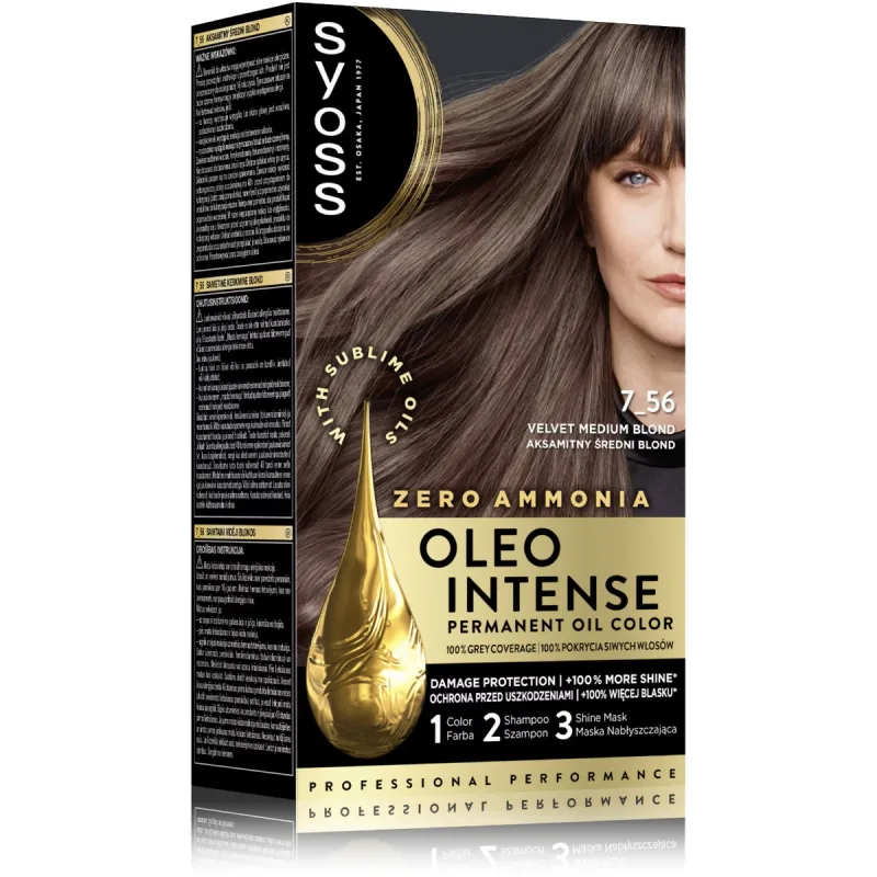 Vopsea de par permanenta fara amoniac 7-56 Blond Mediu Cenusiu Color Oleo Intense, 115ml, Syoss — preț și oferte