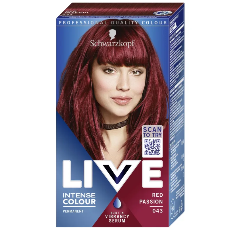 Vopsea de par permanenta 043 Red Passion, 142.5ml, Live — preț și oferte
