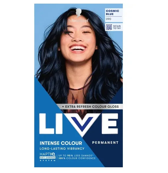 Vopsea de par permanenta 090 Cosmic Blue, 142.5ml, Live — preț și oferte