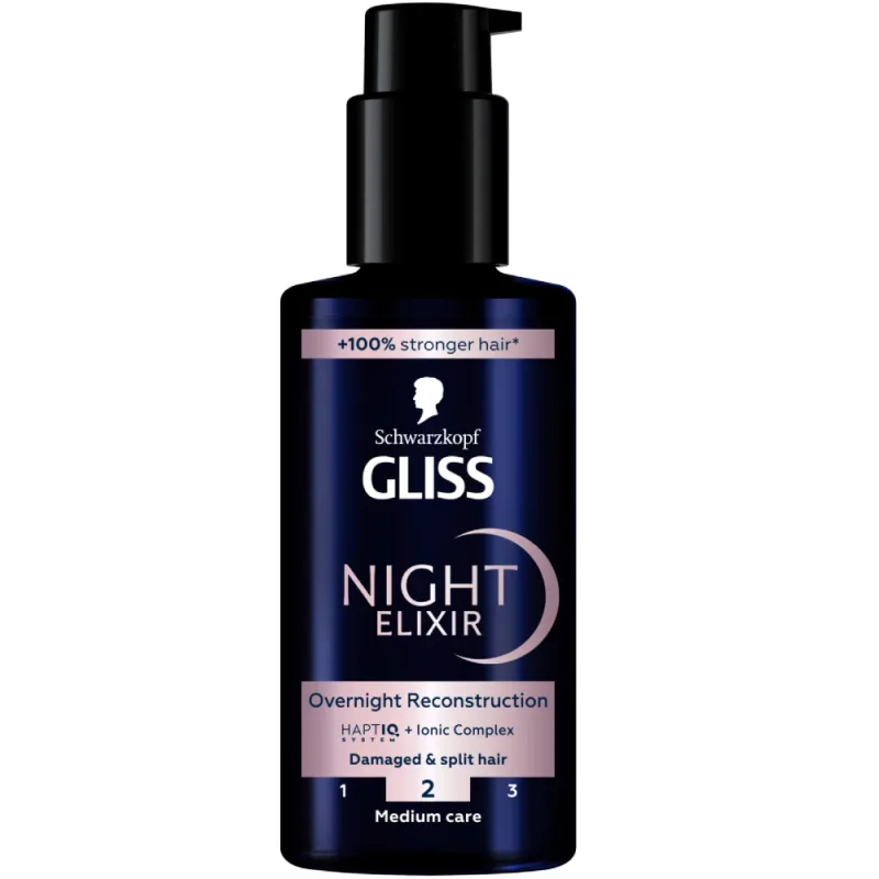 Ser tratament pentru par deteriorat Night Elixir Overnight Reconstruction, 100ml, Gliss — preț și oferte