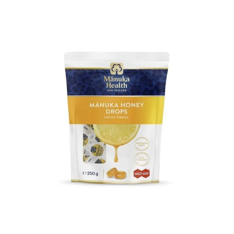 Manuka Health Bomboane cu miere de Manuka MGO 400+(lamaie si vit C), 250g — preț și oferte
