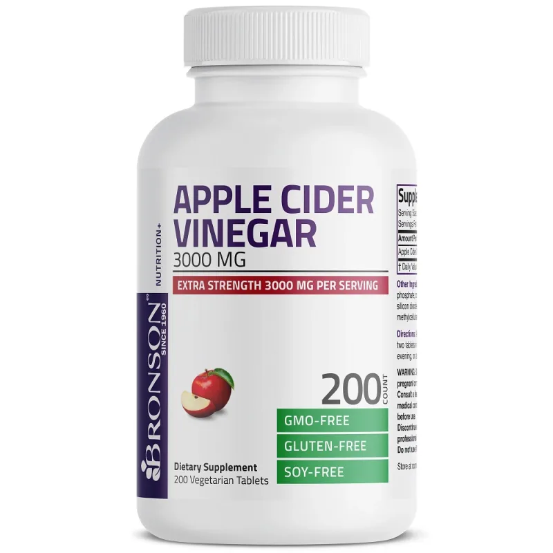 Otet din cidru de mere 3000mg, 200 tablete, Bronson Laboratories — preț și oferte
