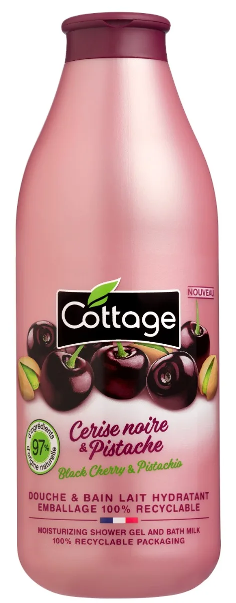Gel de dus si lapte de baie cu extract de cirese negre si fistic, 750ml, Cottage — preț și oferte