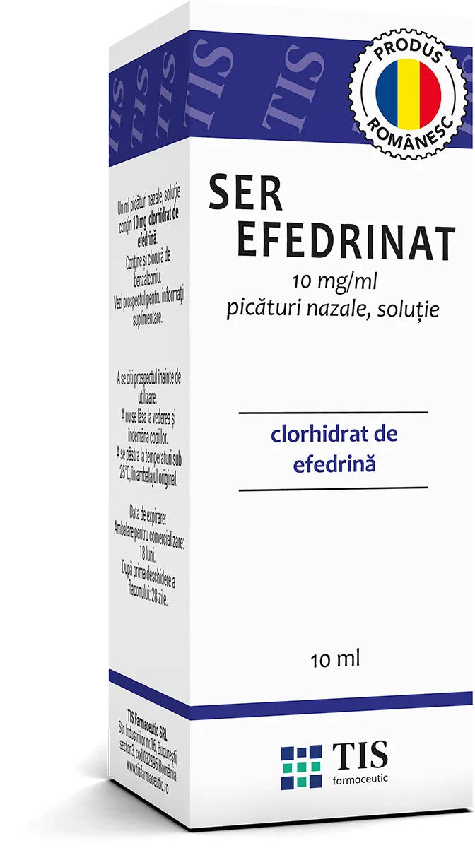 Ser efedrinat 10mg/ml picaturi nazale 1%, 10ml, Tis Farmaceutic — preț și oferte