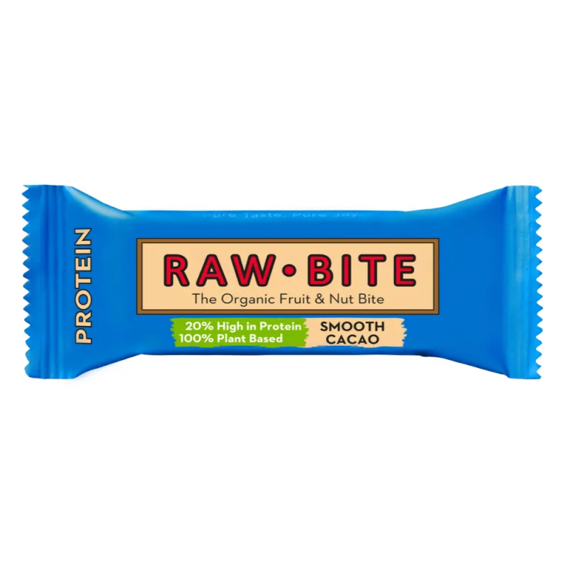Baton fara gluten si fara zahar cu cacao fina bio Smooth Cacao, 45g, Raw Bite — preț și oferte