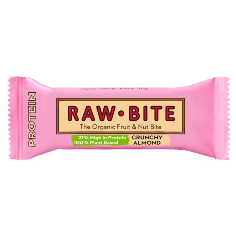 Baton fara gluten si fara zahar cu migdale crocante Organic Crunchy Almond, 45g, Raw Bite — preț și oferte