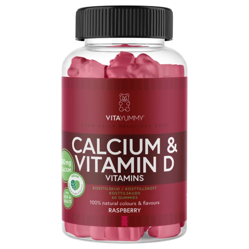 Calciu + Vitamina D ursuleti gumati vegani, 60 jeleuri, Vitayummy — preț și oferte