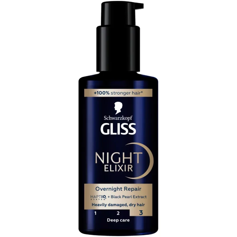 Ser tratament pentru par foarte deteriorat Night Elixir Overnight Repair, 100ml, Gliss — preț și oferte