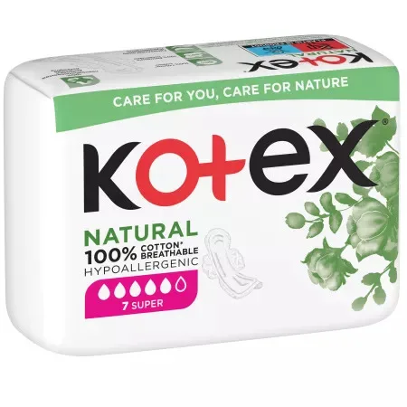 Absorbante Natural Super, 7 bucati, Kotex — preț și oferte
