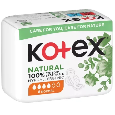 Absorbante Natural Normal, 8 bucati, Kotex — preț și oferte