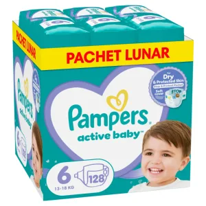 Scutece Active Baby XXL Box Marimea 6 pentru 13 -18 kg, 128 bucati, Pampers