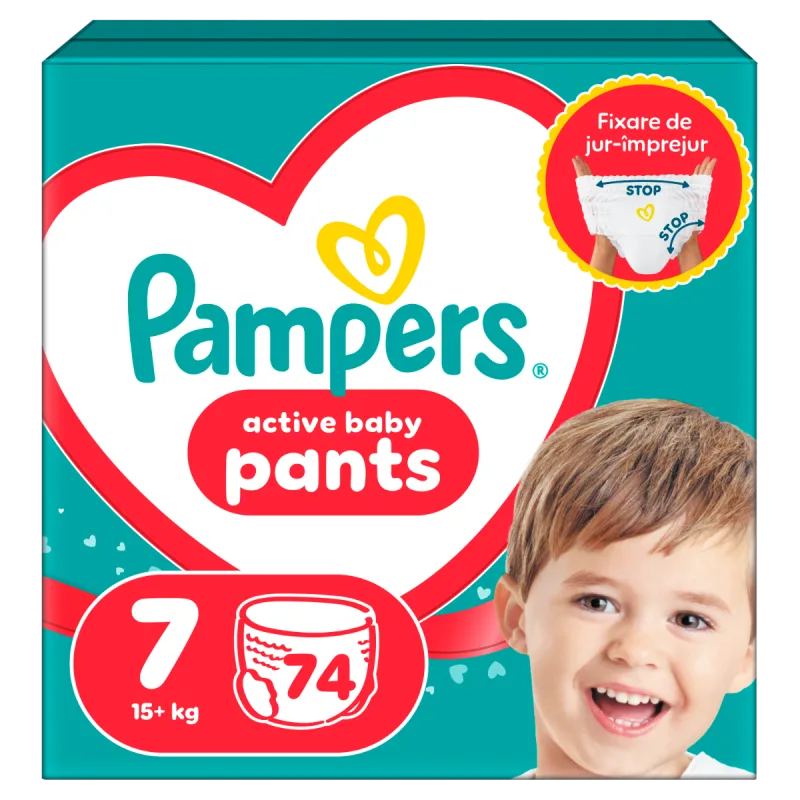 Scutece Pants Junior Marimea 7 pentru 15 kg+ Mega Box, 74 bucati, Pampers — preț și oferte