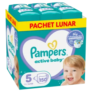 Scutece Active Baby Junior Marimea 5 pentru 11-16 kg, 150 bucati, Pampers